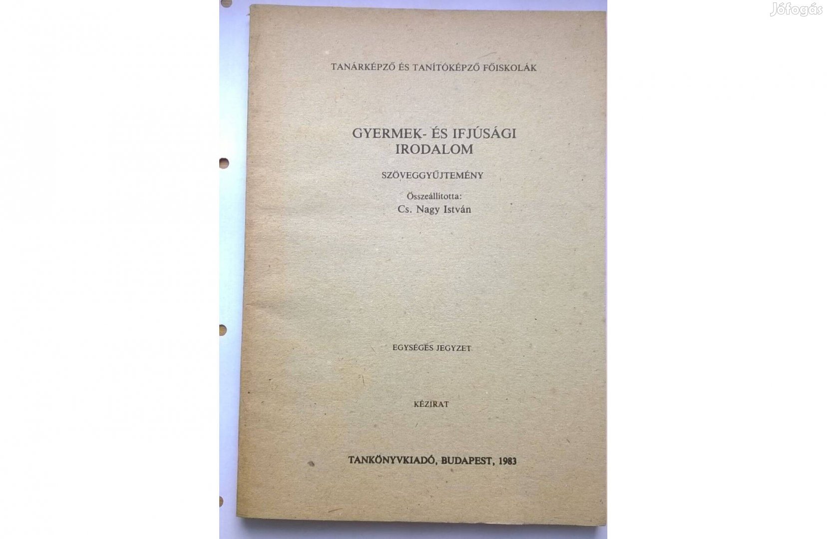 Gyermek és ifjúsági irodalom- Szöveggyűjtemény ,Tanítóképző