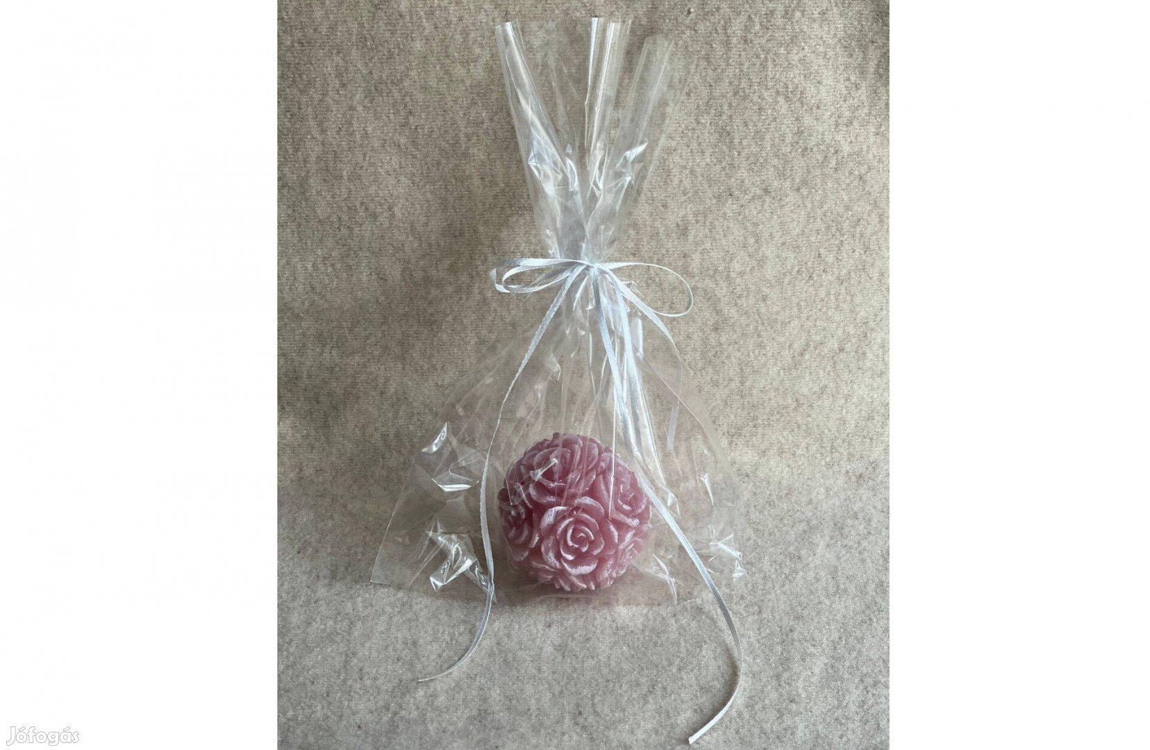 Gyertya rózsás gömb alakú - dekoráció 7cm