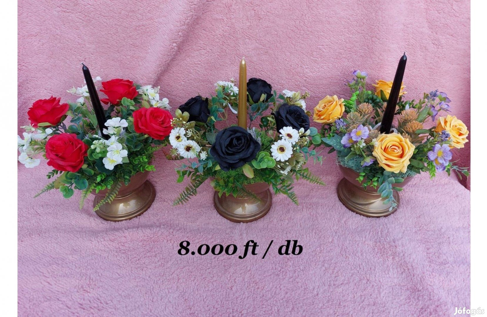 Gyertyás- rózsás sírdísz