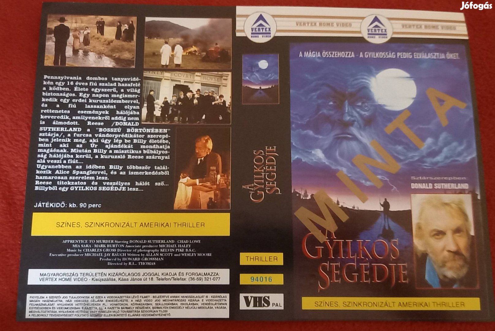 Gyilkos segédje - thriller vhs