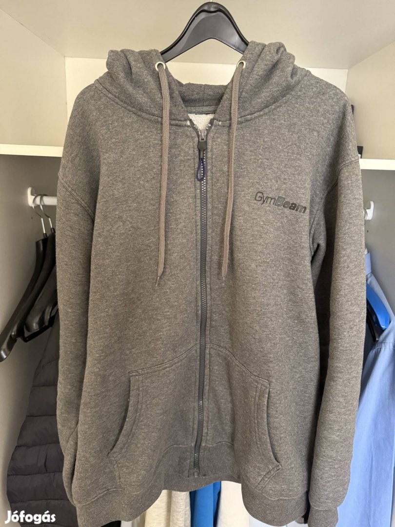 Gymbeam Zipper Hoodie Grey Black cipzáras pulóver L