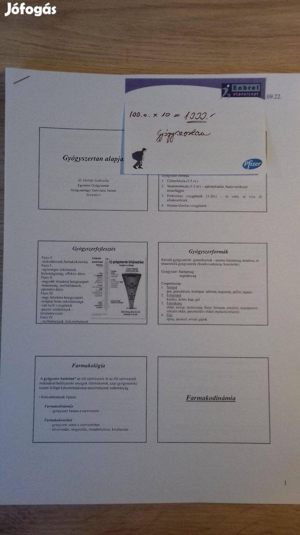 Gyógyszertan jegyzet