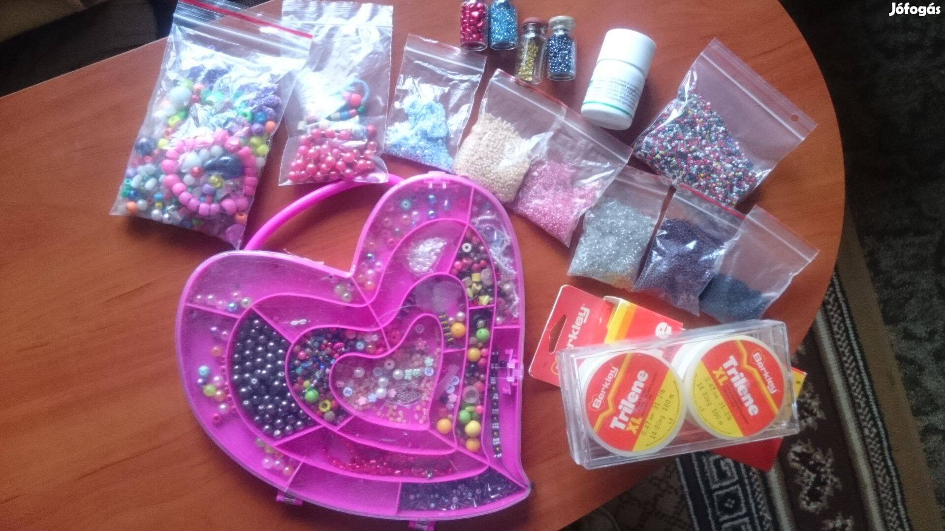 Gyöngyfűző készlet színes gyöngyökkel + gumi karkötő készítő készlet