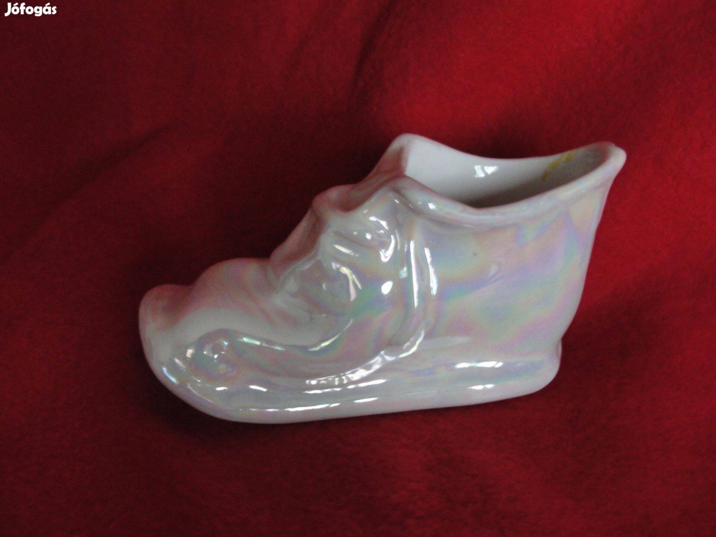 Gyöngyházfényű porcelán cipő 12*7*5 cm hibátlan