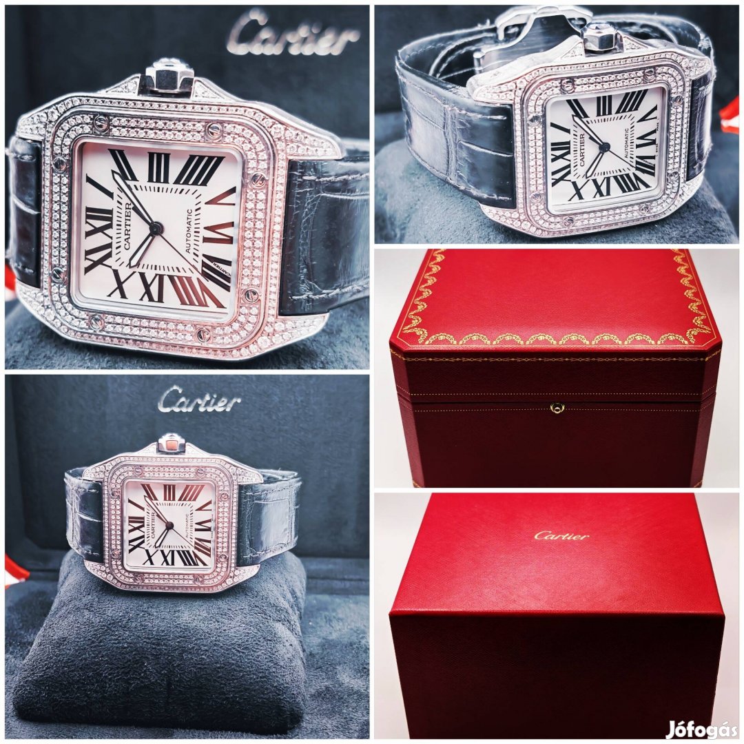 Gyönyörű Cartier Santos 100 XL Diamond Férfi Karóra