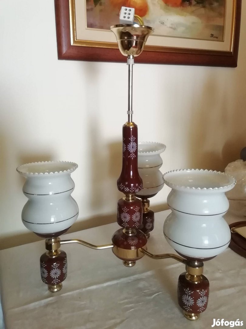 Gyönyörű, elegáns porcelán mennyezeti lámpa csillár üvegbúrával 