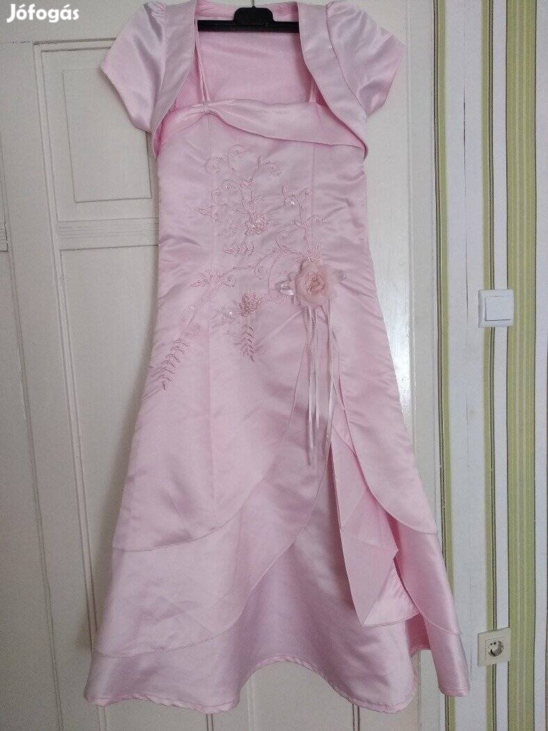 Gyönyörű, rózsaszín, koszorúslány ruha, 8-9 év - Szombathelyen