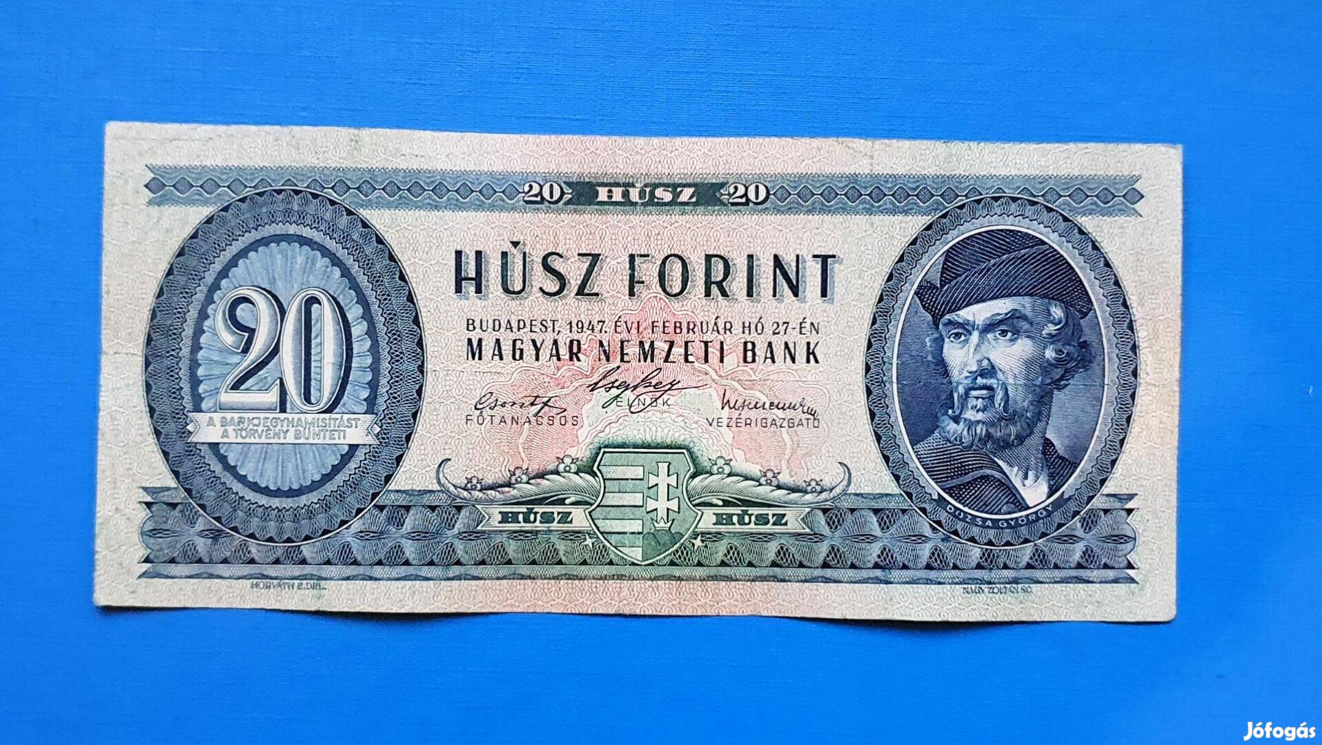 Gyönyörű állapotú Ritka 1947-es 20 - Forint. RRRR! VF !