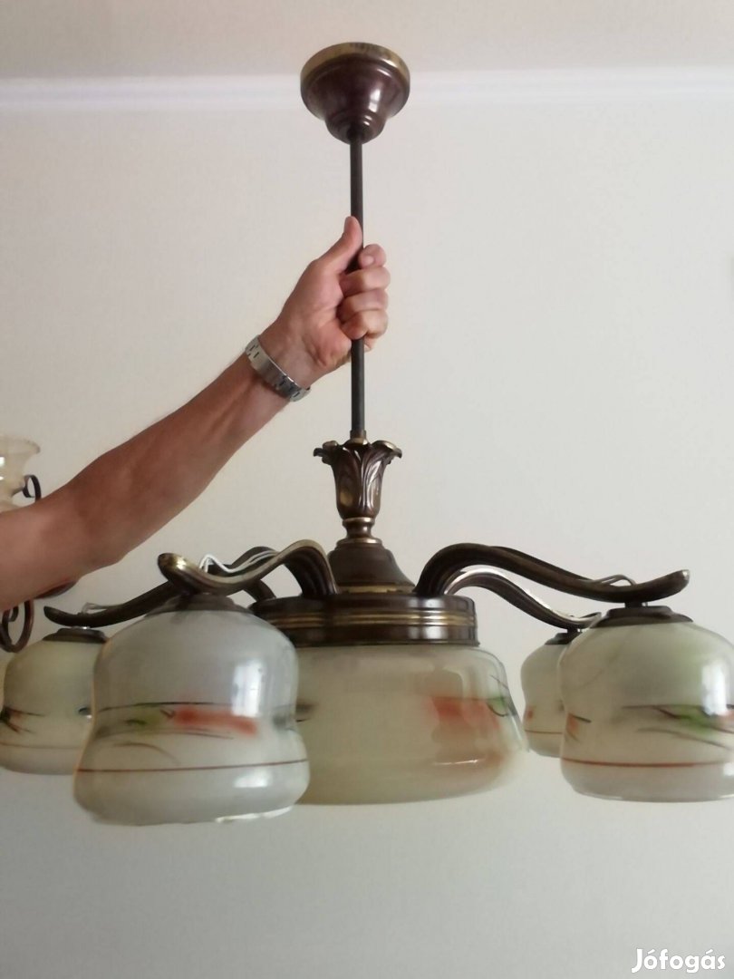 Gyönyörű antik 6 égős csillár hibátlan, nem rozsdás réz-fém