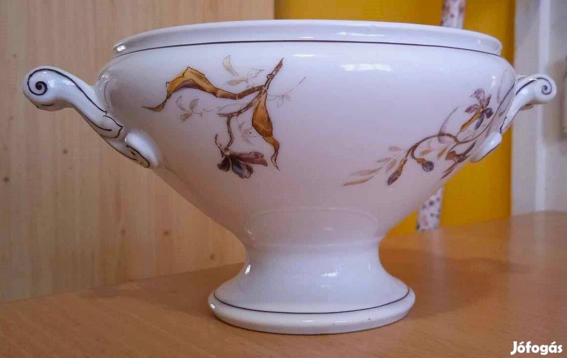 Gyönyörű antik Láng Mihály porcelánfestó asztalközépkínálója