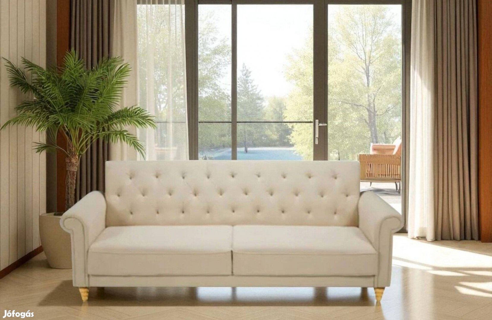 Gyönyörű bézs, ágyazható prémium kanapé