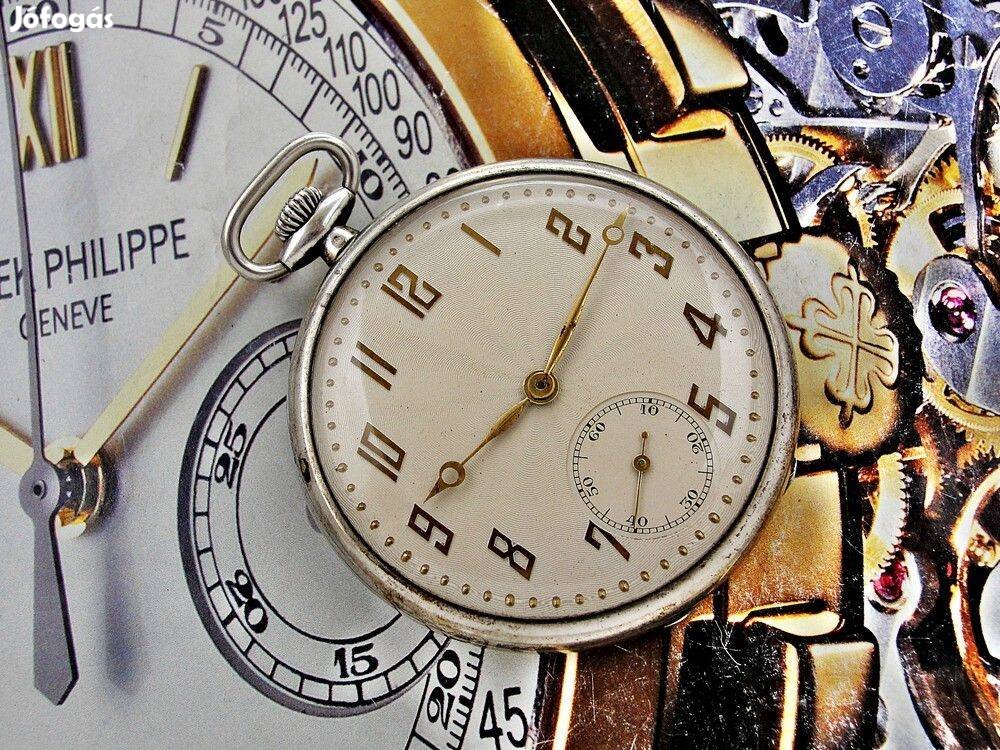 Gyönyörű ezüst tokos Antoine Freres óra az 1900-as évek elejéről