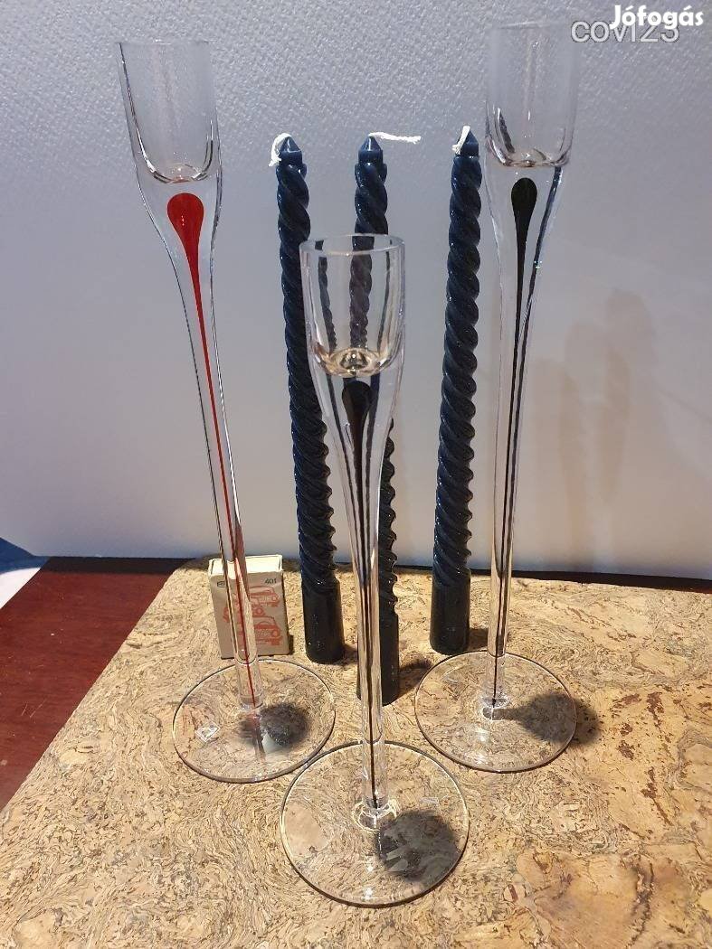 Gyönyörű hibátlan üveg gyertyatartók igényes csavart