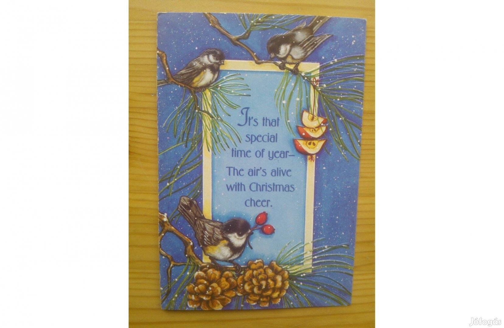 Gyönyörű karácsonyi képeslap madarakkal, személyes üzenettel