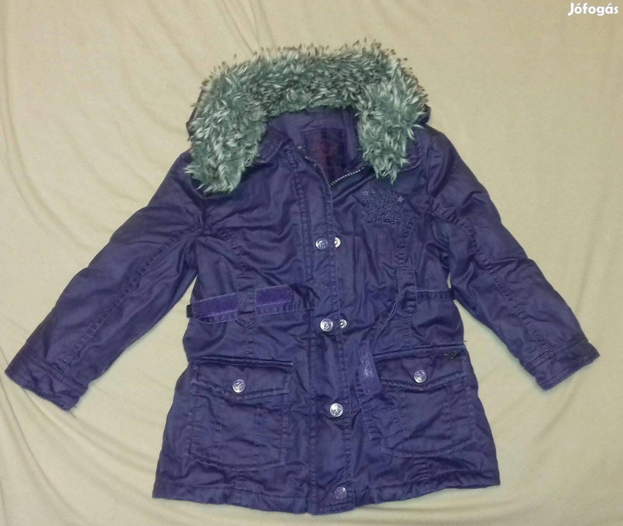 Gyönyörű lila színű szőrmegalléros átmeneti, őszi kabát, 2in1. 98-104