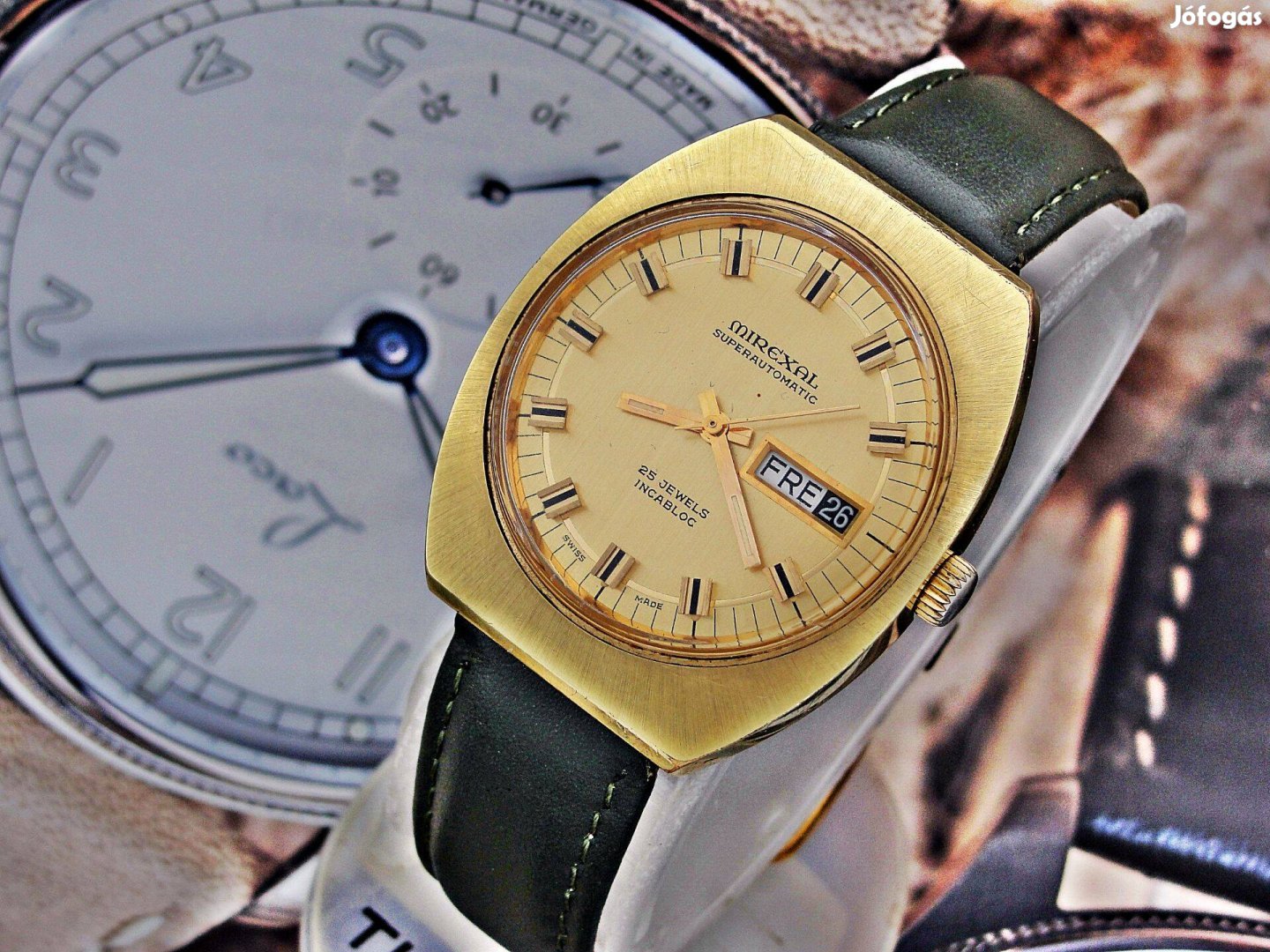 Gyönyörű nagy retro automata Mirexal óra az 1970-es évekből
