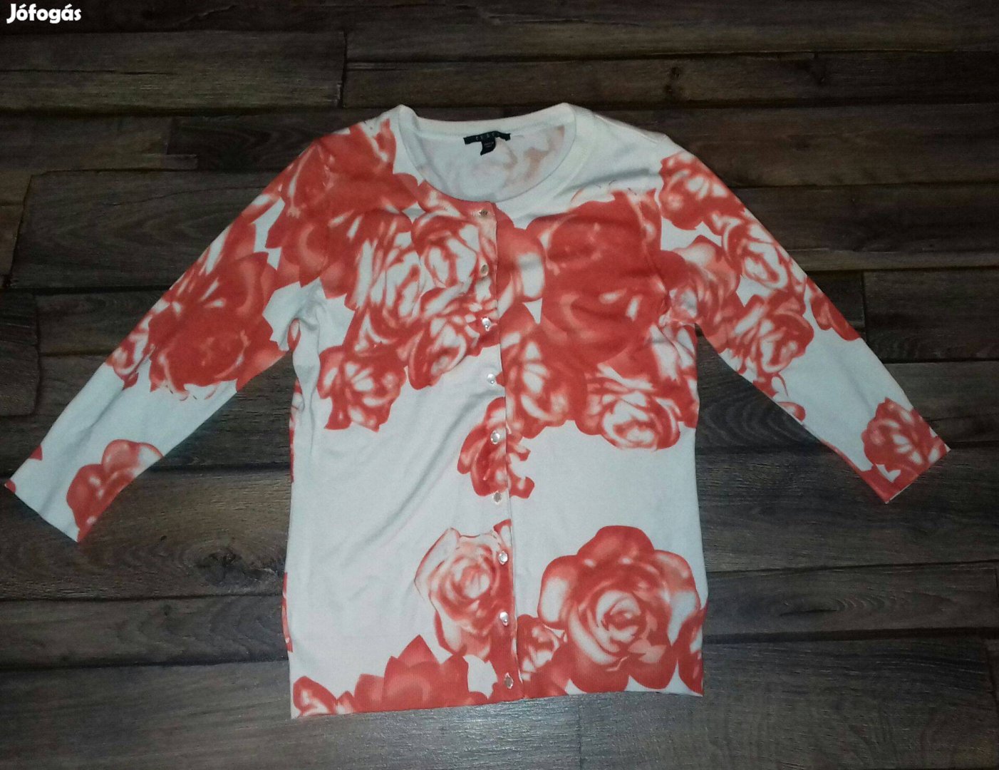 Gyönyörű narancssárga virágmintás kardigán, M-L