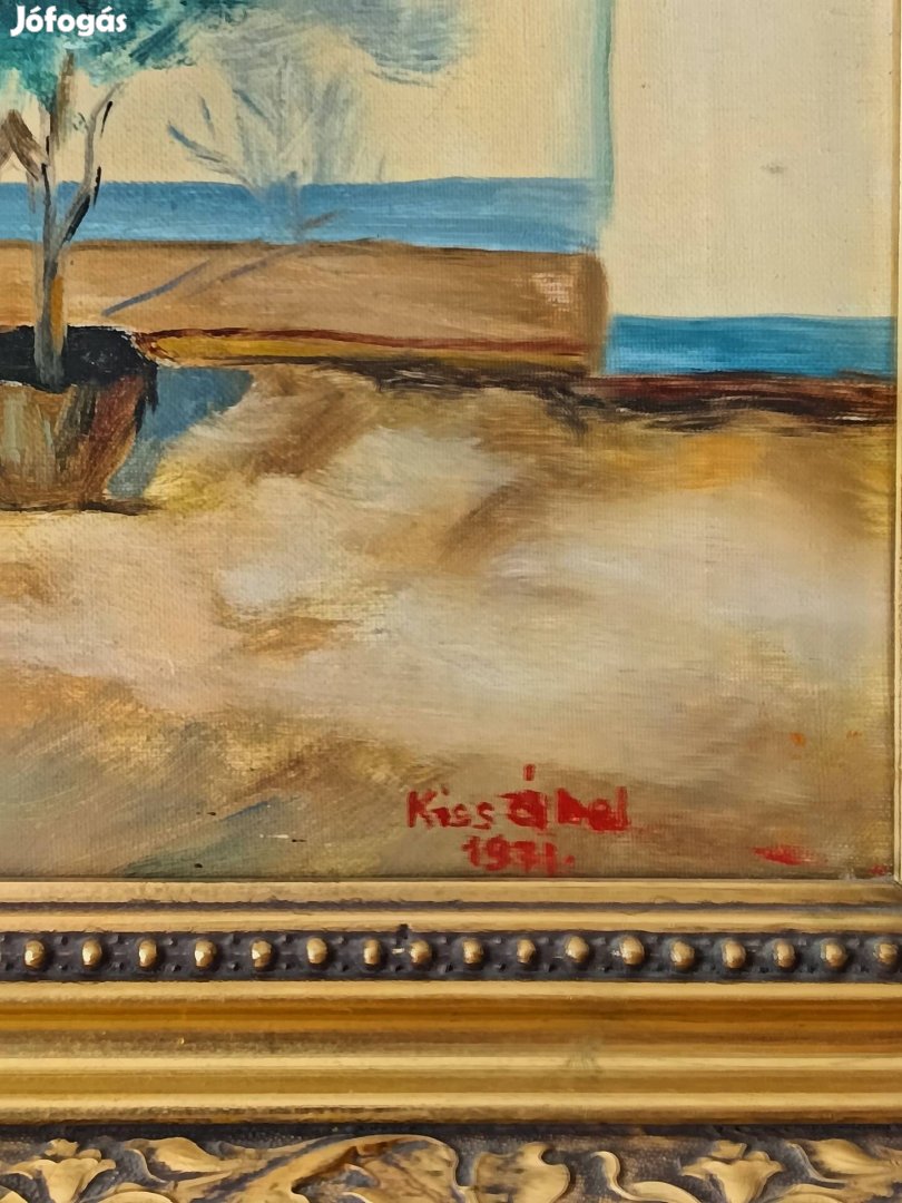 Gyönyörű olajfestmény kerettel Kiss.Á Vidéki ház 70x85