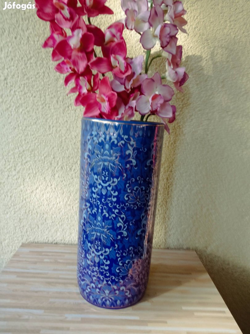 Gyönyörű padló váza kék -arany színű 