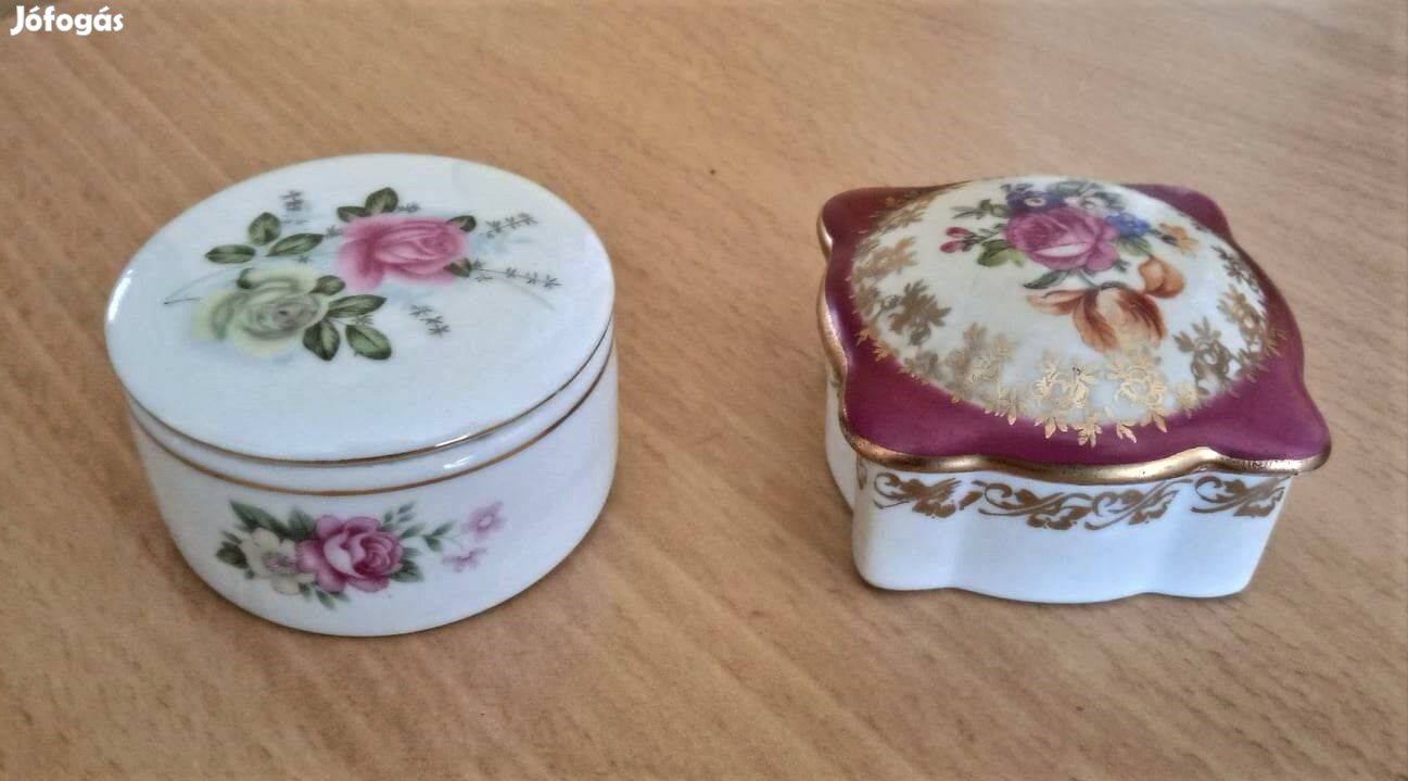 Gyönyörű rózsás porcelán bonbonierek, gyűrűtartók