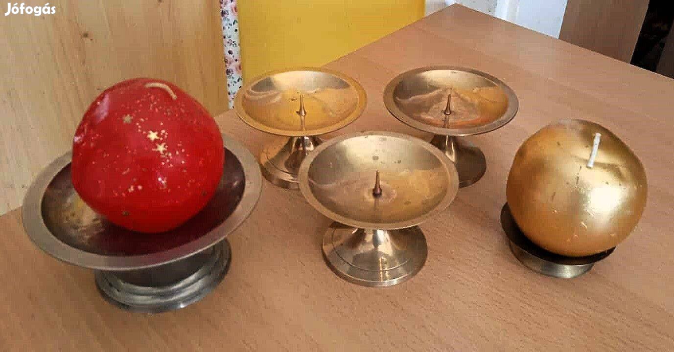 Gyönyörű sárgarézfém gyertyatartók, 5 db