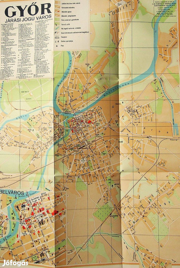 Győr Járási Jogú Város 1964 régi térkép