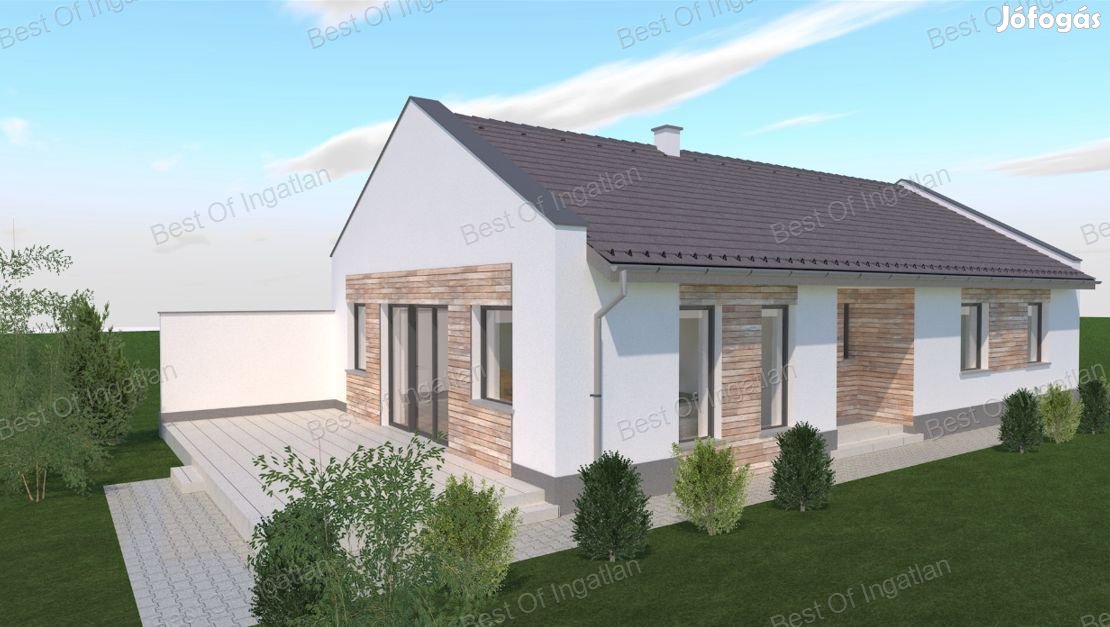 Győrújbaráton új építésű kulcsrakész családi ház, gépkocsibeállóval