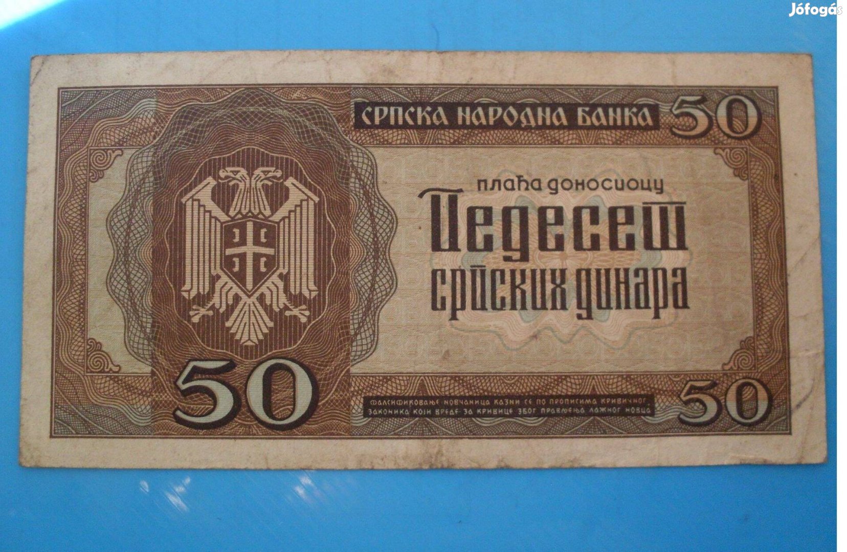 Gyűjtőknek 1942-es Szerbia 50 Dinár papírpénz eladó