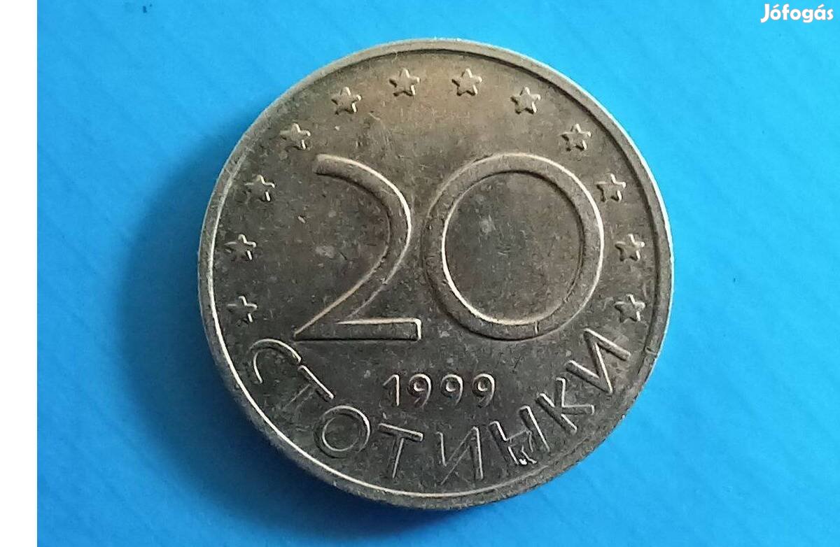 Gyűjtőknek 1999-es Bulgária 20 Ctotinka pénzérme eladó