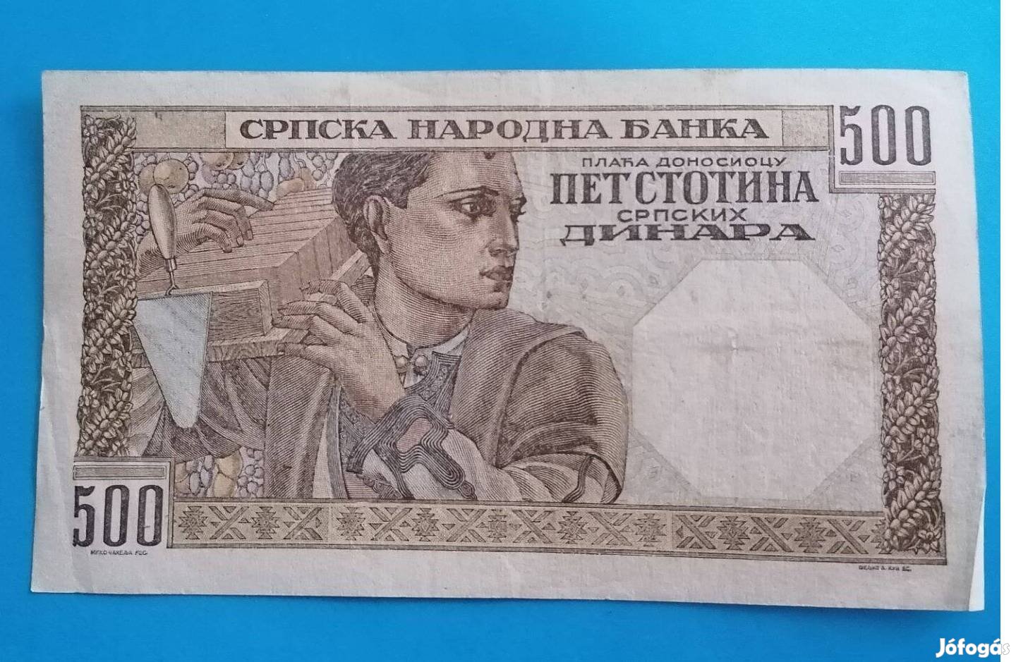 Gyűjtőknek hajtatlan 1941-es Szerbia 500 Dinár papírpénz
