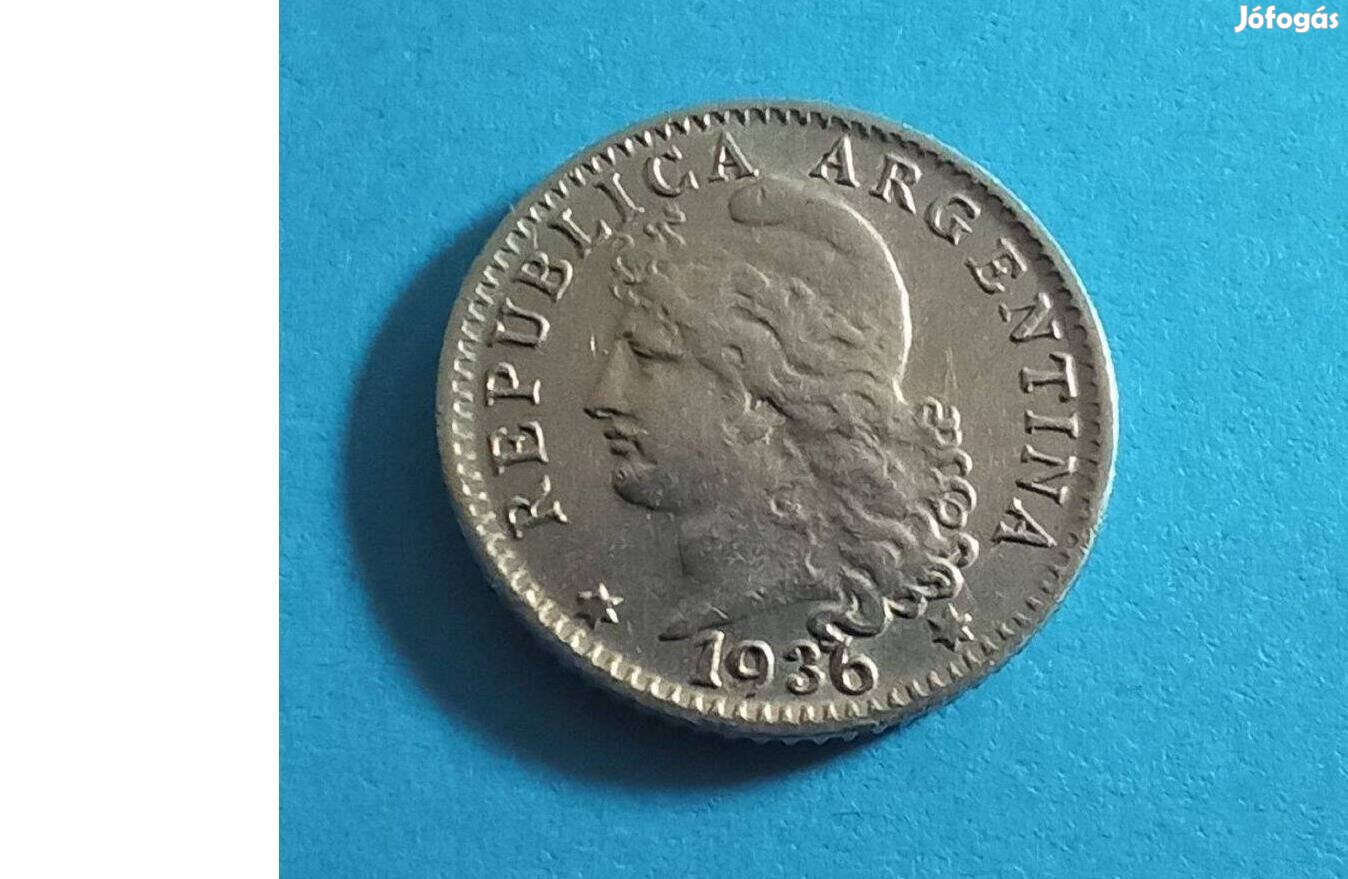 Gyűjtőknek szép 1936-os Argentína 5 Centavos pénzérme eladó