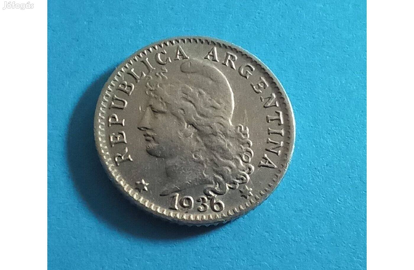 Gyűjtőknek szép 1936-os Argentína 5 Centavos pénzérme eladó