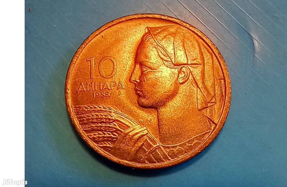 Gyűjtőknek szép 1955-ös Jugoszlávia 10 Dinár pénzérme eladó