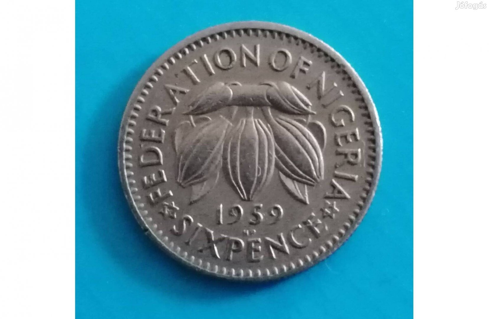 Gyűjtőknek szép 1959-es Nigéria 6 Pence pénzérme eladó