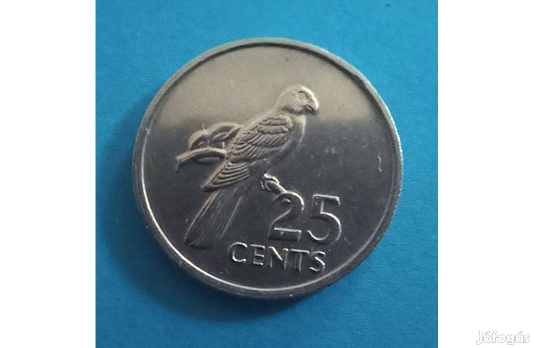 Gyűjtőknek szép 1977-es Seychelles-Szigetek 25 cent pénzérme eladó