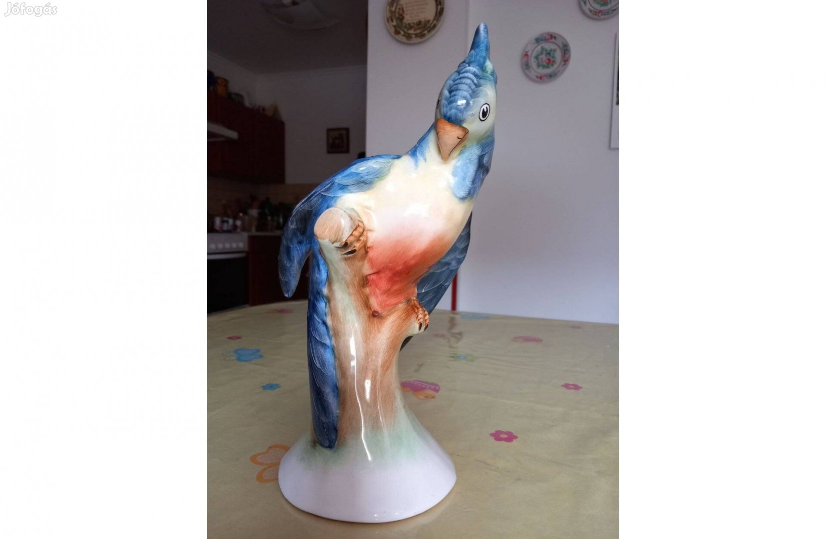 Gyűjtőknek szép, nagyméretű porcelán papagáj eladó
