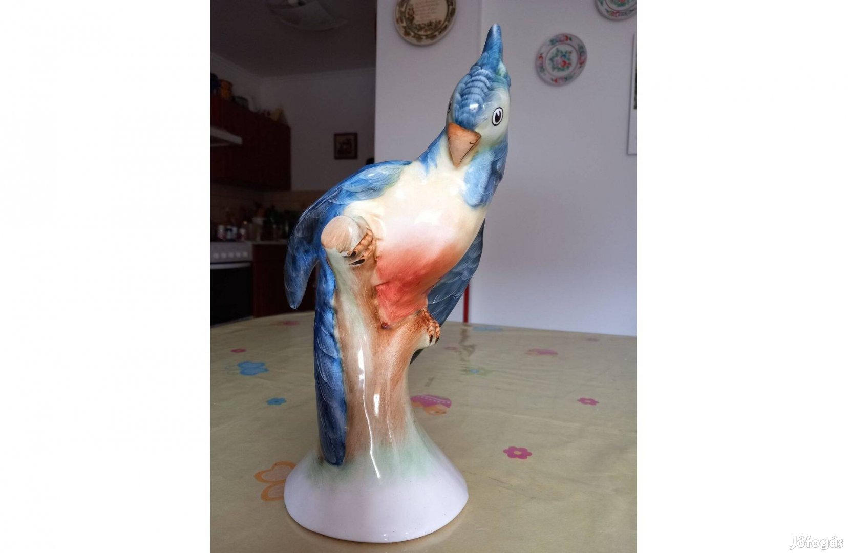 Gyűjtőknek szép, nagyméretű porcelán papagáj eladó