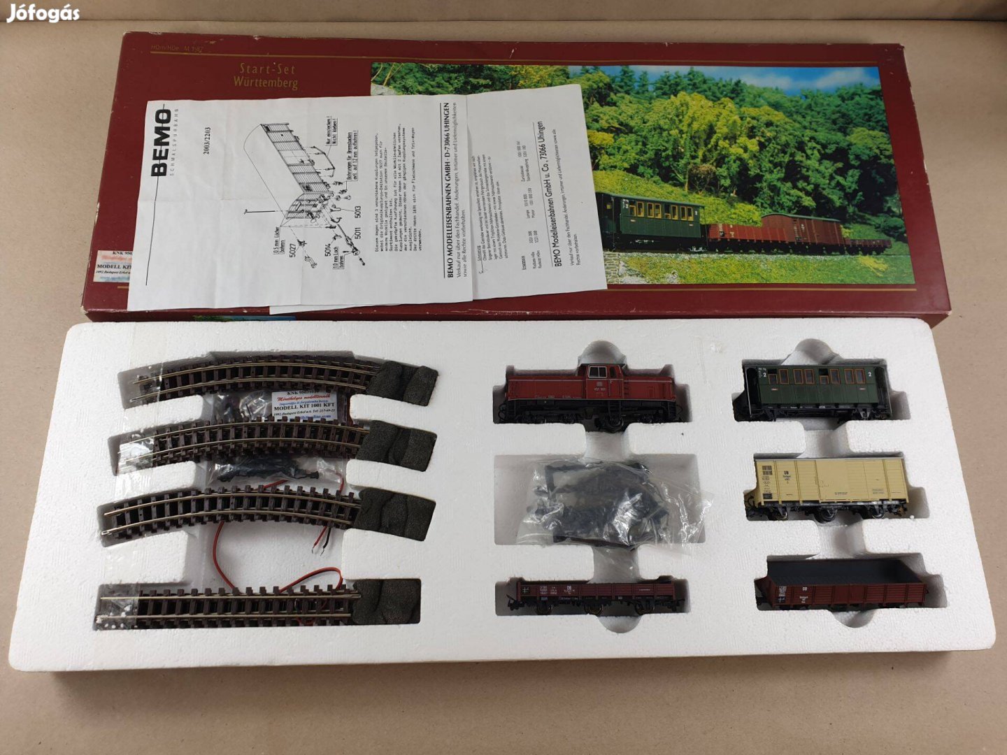 H0e Bemo 7001 800 Württemberg Mozdony - Vagon Készlet