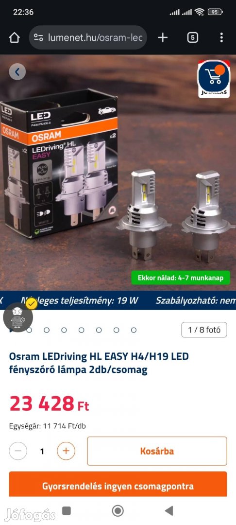 H4 OSRAM LED Féláron 