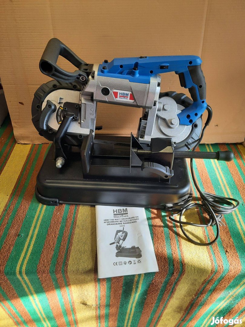 HBM, fémfűrész, hordozható, szalagos, 1100w