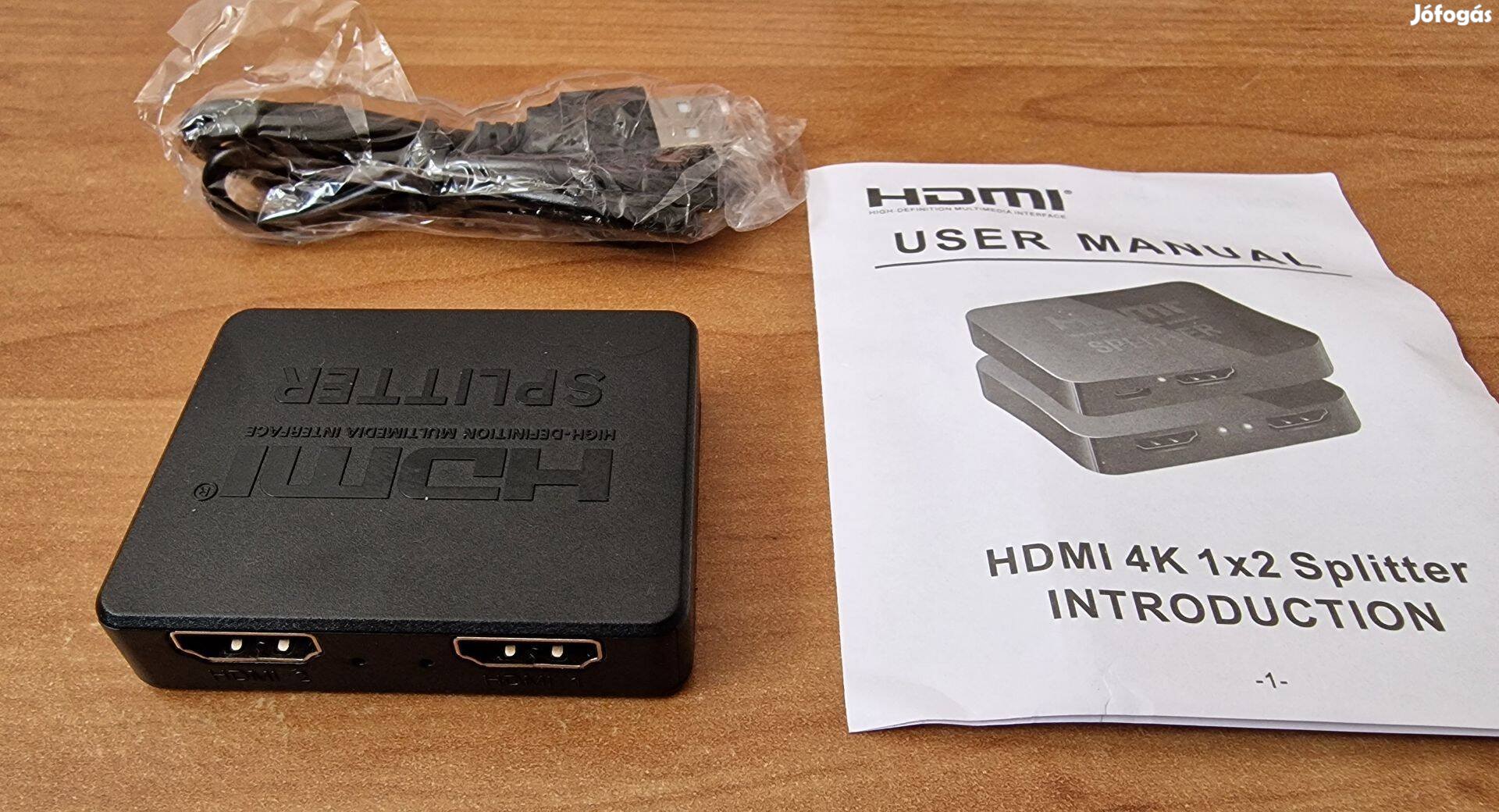 HDMI 4K elosztó, Splitter 1/2 (1 be és 2 HDMI kimenet)