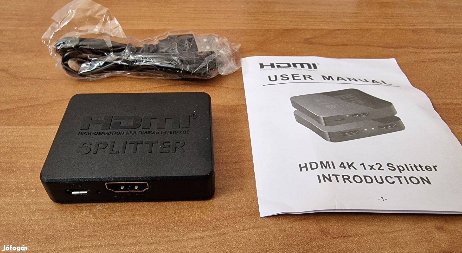 HDMI 4K elosztó, Splitter 1/2 (1 be és 2 HDMI kimenet)