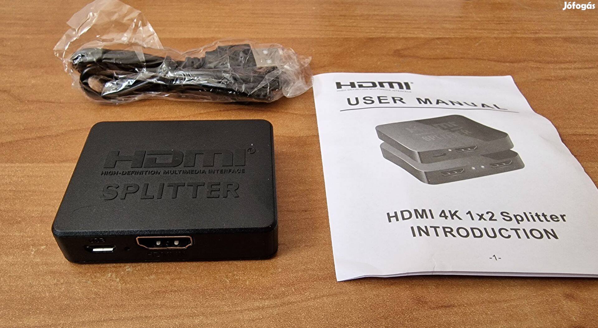 HDMI 4K elosztó, Splitter 1/2 (1 be és 2 HDMI kimenet)