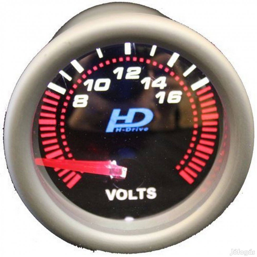 HD Racing 12V feszültségmérő (sötétített, LED 7701-2 - 52mm)