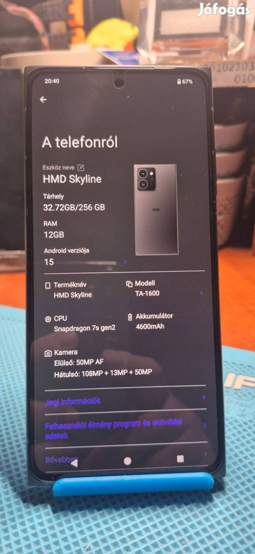 HMD Skyline - Telefon+Töltő+Doboz+Fólia+2 TOK : Független,Duál Simes