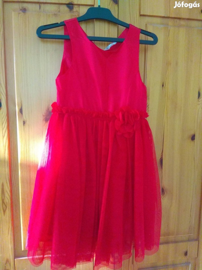 HM kislány piros ünneplő ruha, 122-es