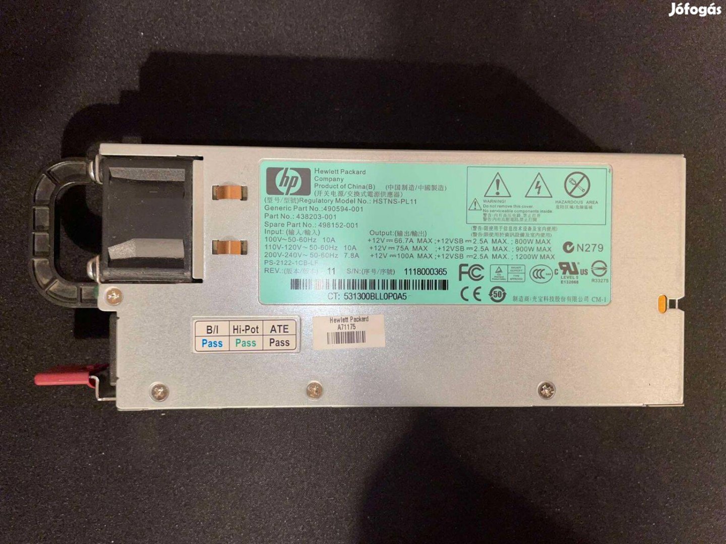 HP 1200 W (Silver) szerver tápegység + minőségi tápkábel
