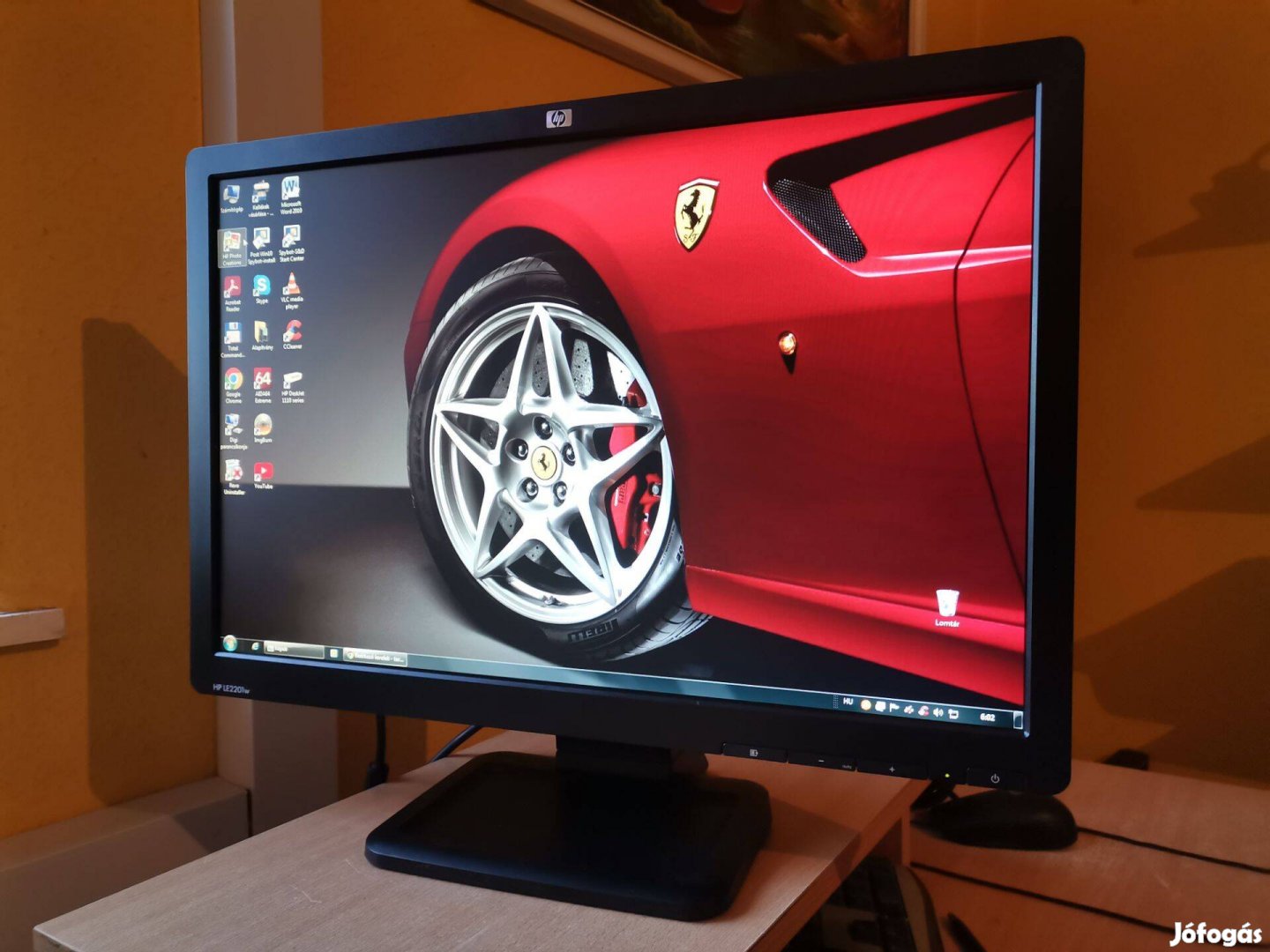 HP 22" wide, HD felbontás, 5ms, VGA, kábeleivel, hibátlan