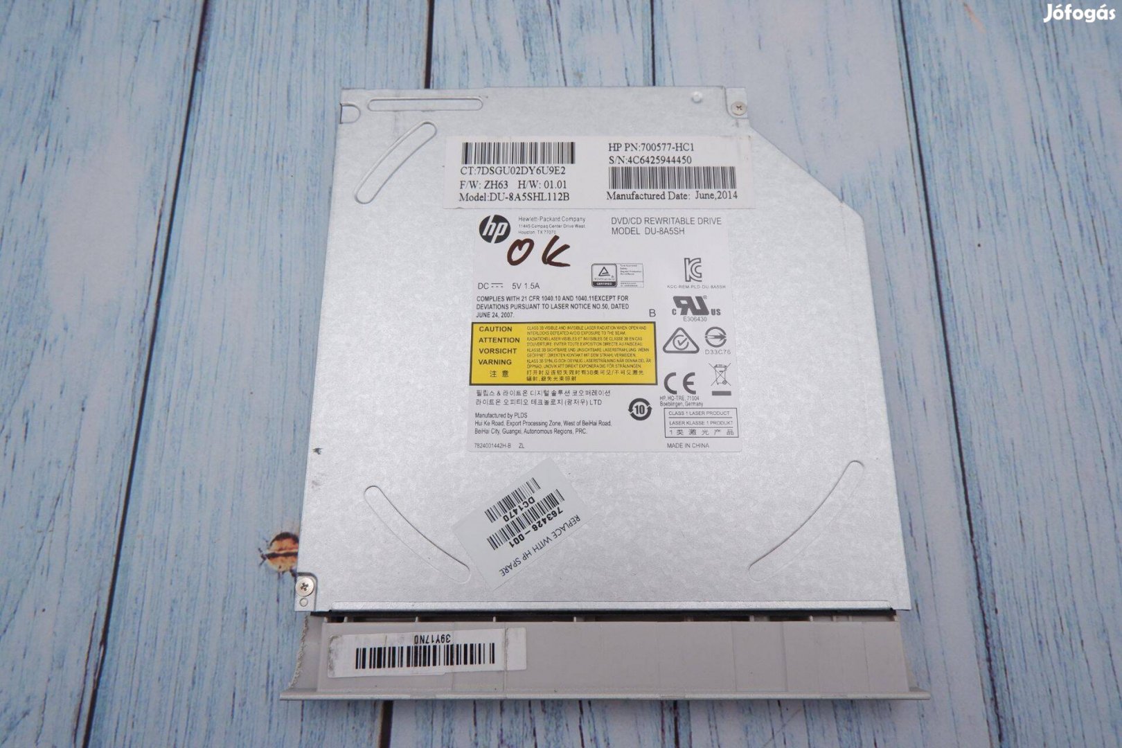 HP DVD író laptopba 9.5mm DU-8A5SH