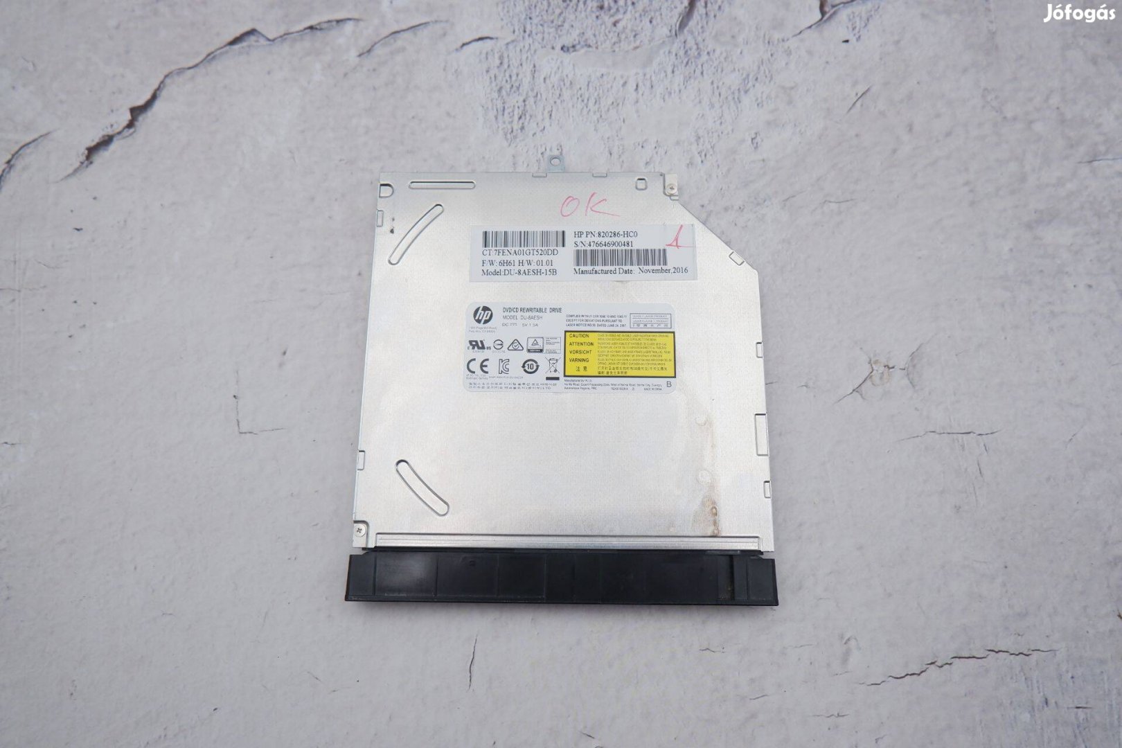 HP DVD író optikai meghajtó laptopba 9mm DU-8Aesh